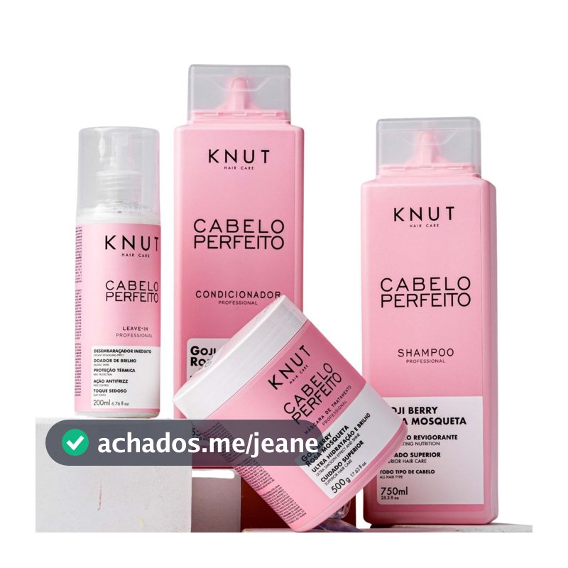 KNUT Kit Completo Cabelo Perfeito (Shampoo, Condicionador, Máscara e Leave-in Spray)