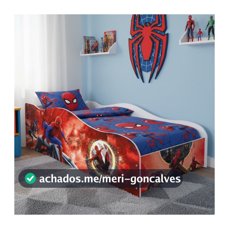 Cama Infantil Adesivada Carro 100% MDF Meninos Spiderman Homem Aranha Com E Sem Colchão