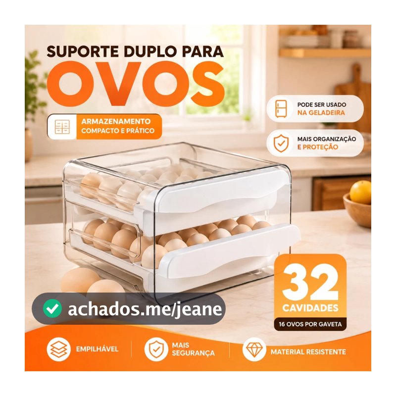 Porta Ovos Acrilico Para Geladeira 32 Unidades Organizador