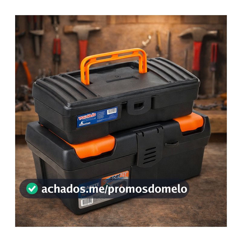 Kit 2 Maletas de Ferramentas Organizadoras Plásticas Duráveis Caixa para Oficina Casa Trabalho