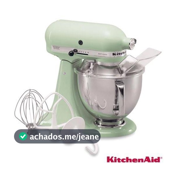 Batedeira Planetária Artisan KitchenAid Stand Mixer com 03 Batedores Pistachio