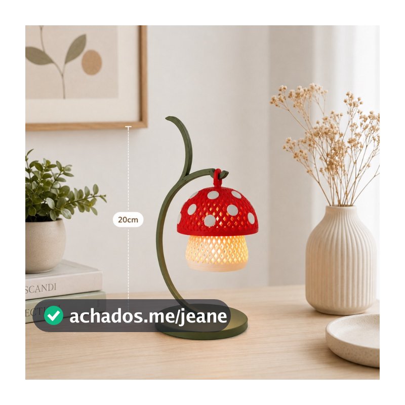 Mini Luminária Decoração Afetiva 20cm com vela LED - Abajur para Quarto, sala, estante.