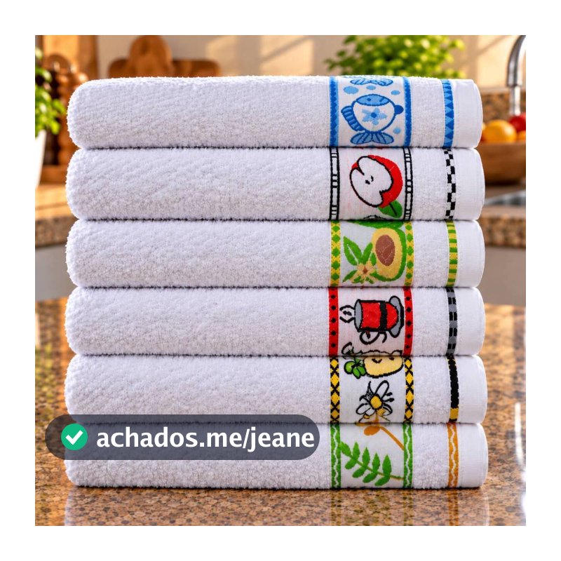 Jogo/Kit 12, 10 ou 7 Pano de Prato Copa Atoalhado Jacquard Cozinha Grande 100% Algodão Gourmet