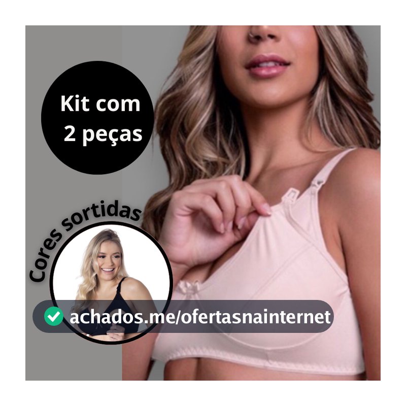 kit 2 peças Sutiã Para Amamentação em Microfibra de Poliéster Pós Parto confortável