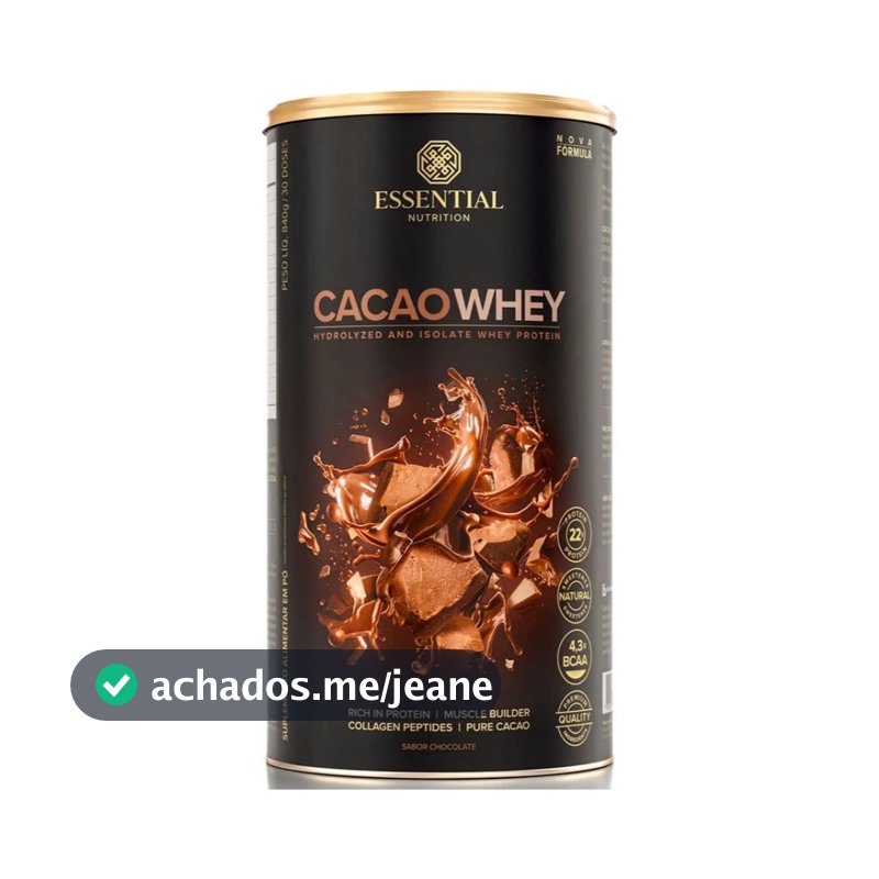 Suplemento em pó Essential Nutrition Cacao Whey sabor Chocolate em lata de 420g Sabor Delicioso e Absorção Rápida