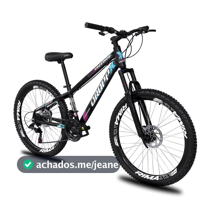 Bicicleta aro 26 Dropp Freeride Alumínio 21 Marchas Freios a disco supensão tipo Vikingx gios vmaxx