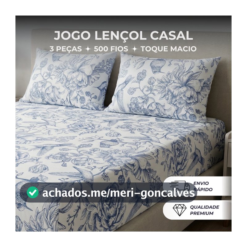 Jogo de Lençol Estampado 3 Peças 500 Fios Micro Percal Penteado Cama Solteiro Casal Queen King Macio