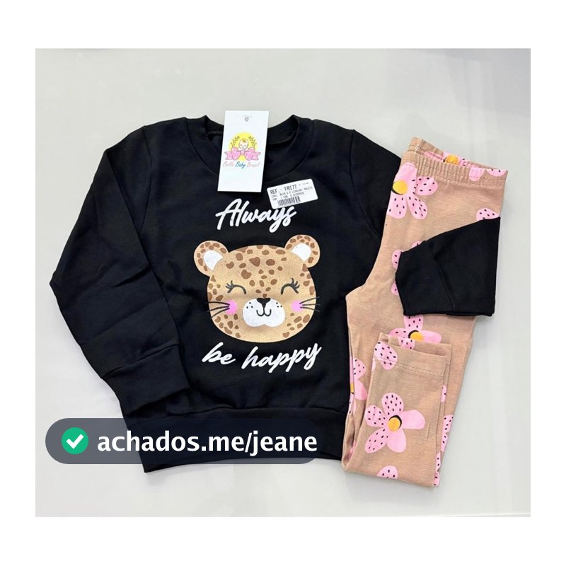 Conjunto Blusa moletom/ Calça legging meninas infantil 1/2/3