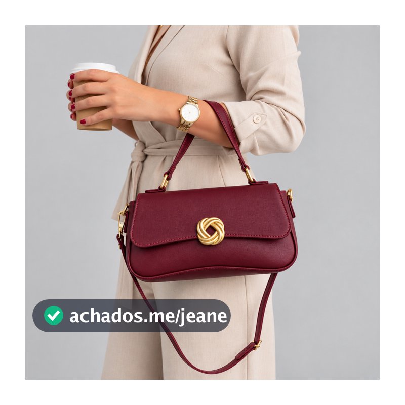 Bolsa Feminina Transversal e de mão com Detalhes em Dourado, fecho em imã