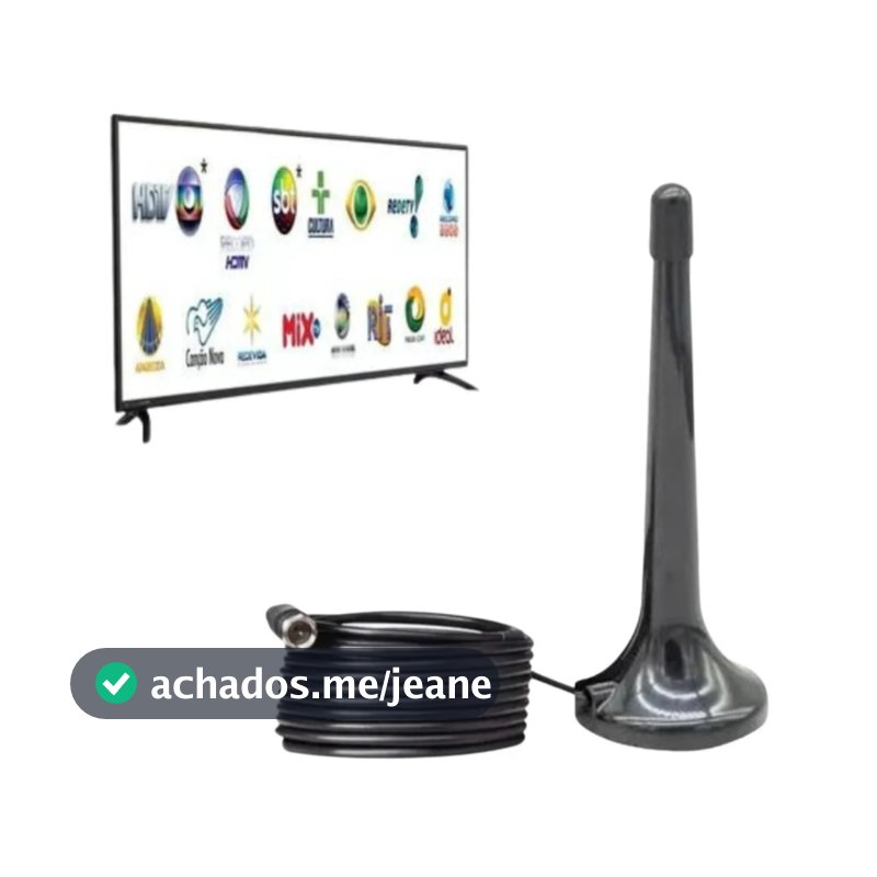 Antena Interna Tv Digital Uhf Hdtv 4k Com Cabo De 3 metros Antena Interna Tv Digital  Cor Preto