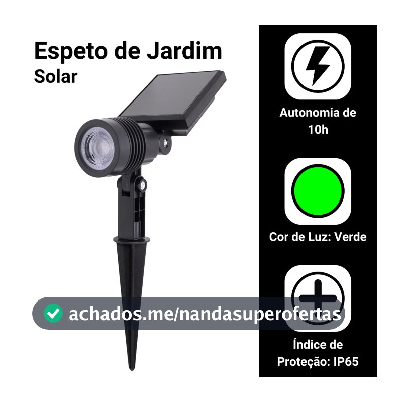 Luminárias Espeto Jardim Energia Solar Spot Super Led com IP65 Luz forte Linda Decoração Casa Jardim Cor Verde