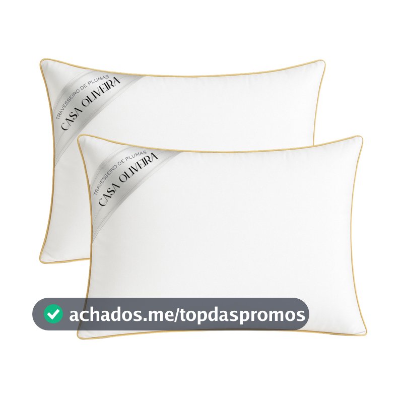 Kit 2 Travesseiro Pluma De Ganso 100% Algodão 300 Fios Antialérgico Hotel 5 Estrelas Macio 70x50cm