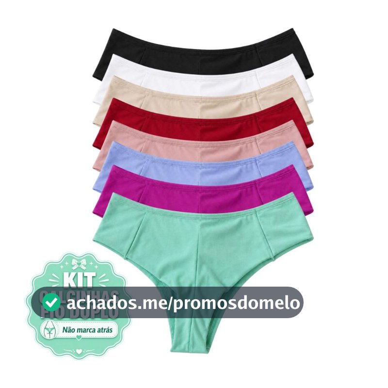 Kit Calcinha Fio Duplo Lateral Dupla Microfibra Não Marca Forro Duplo Confortável