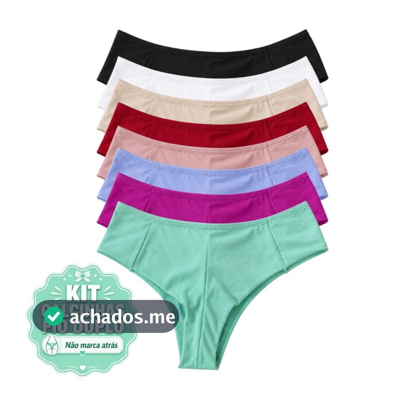 Kit Calcinha Fio Duplo Lateral Dupla Microfibra Não Marca Forro Duplo Confortável
