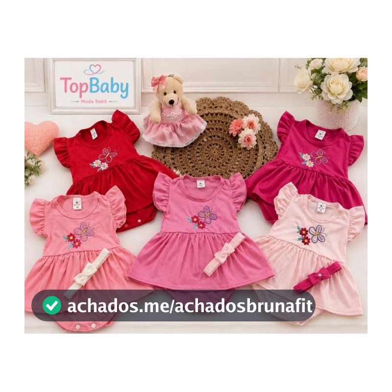 Body Vestido Bebê Menina Bordado  com Faixa de Cabelo | Algodão Macio