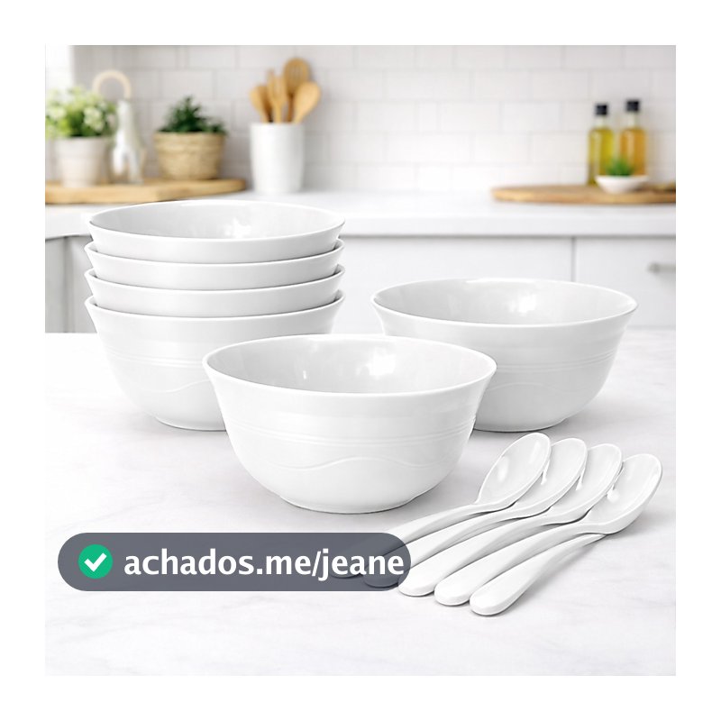Kit Sobremesa com Cumbuca 300ml e Colher – 6 ou 12 Peças - Tigela para Sorvete