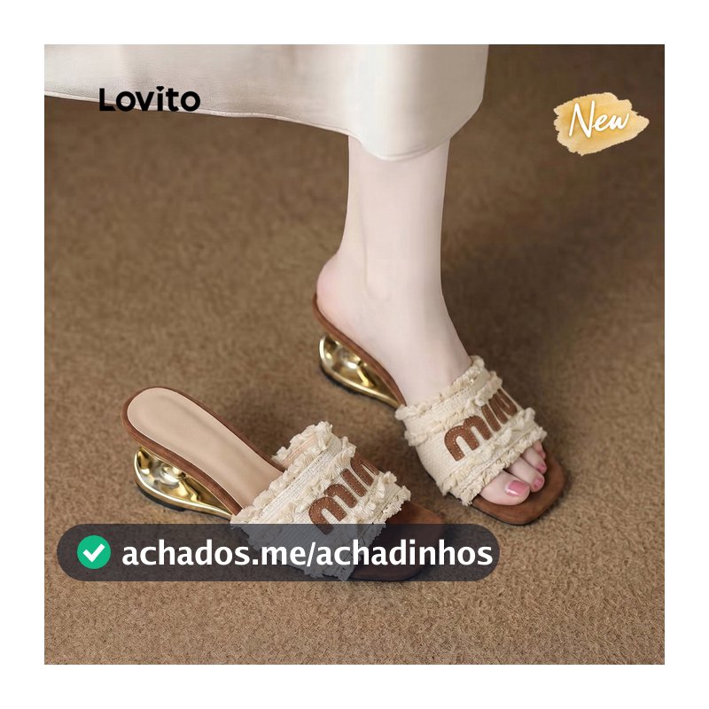 Lovito Salto Grosso Elegante E Moderno Com Estampa De Letras Bico Arredondado Para Mulheres HEFT130FX010