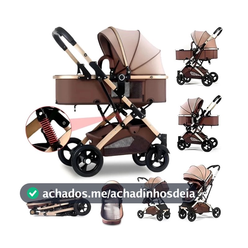 Carrinho De Bebê Passeio Alça Reversível System Até 15 Kg Completo 3 EM 1 Com - Modelo Europeu Luxo