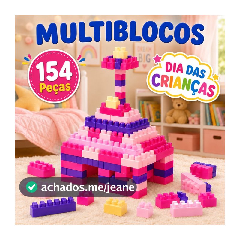 154 Peças Montáveis Brinquedo Interativo Infantil Educativo Colorido Bloco Montável Dia das Crianças