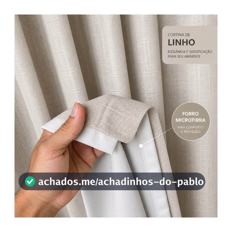 Cortina Sala e Quarto Linho com Forro Microfibra Premium de Luxo