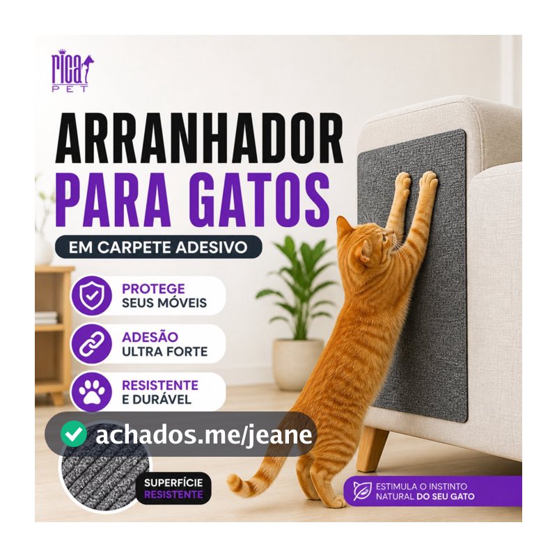 Kit Arranhador Adesivo Grande Premium Sofá Cama Box Móveis Para Gato Pet Protetor Carpete