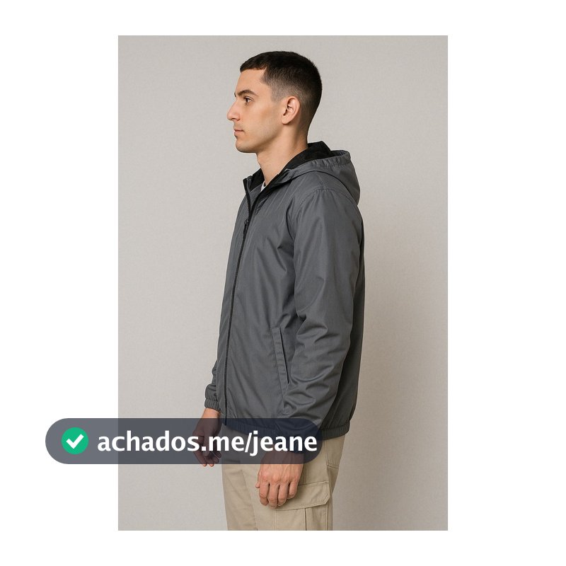Jaqueta Corta Vento Chumbo Inove Wear - Impermeável, Elásticos, Zíper Até o Queixo, Forro no Gorro