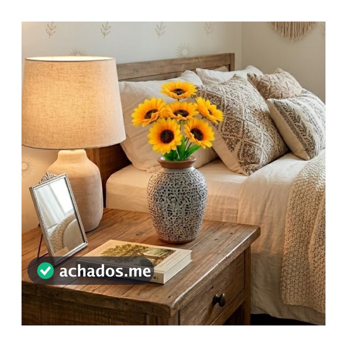 Kit 5 Botões Flores Girassol Arranjo Folhagem Artificiais P/ Decoração Sala Quarto - Castela