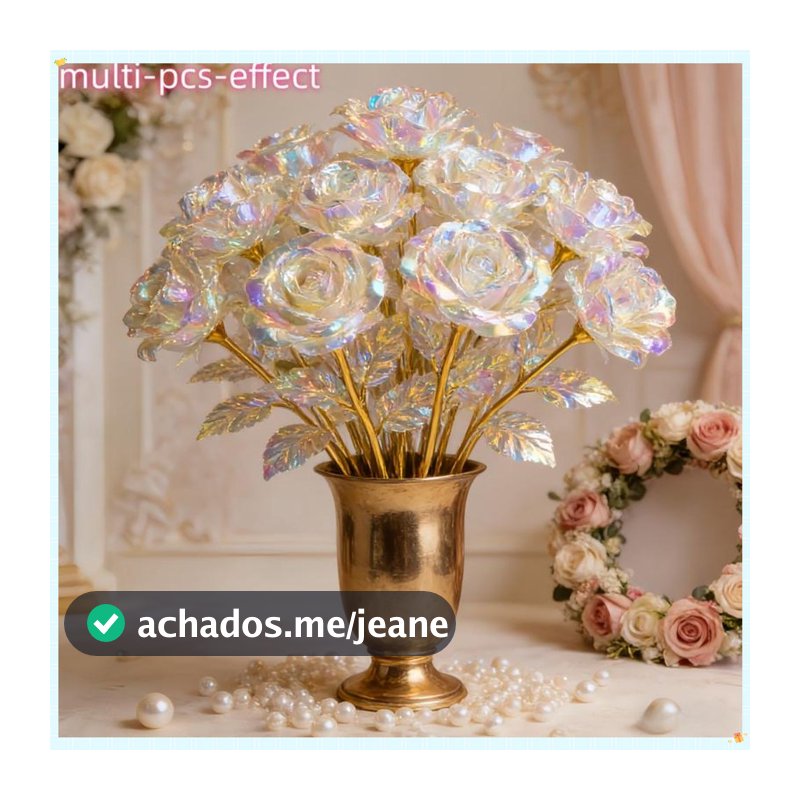 6 Unidades De Rosas De Folha De Ouro , Grandes Eternas Artesanais , Flores De Cristal Artificiais Resistentes A