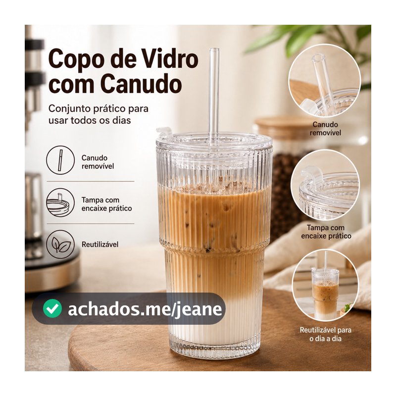 Copo de vidro para cafe e bebidas frias com tampa anti respingo eficaz para uso diario na cozinha ou escritorio