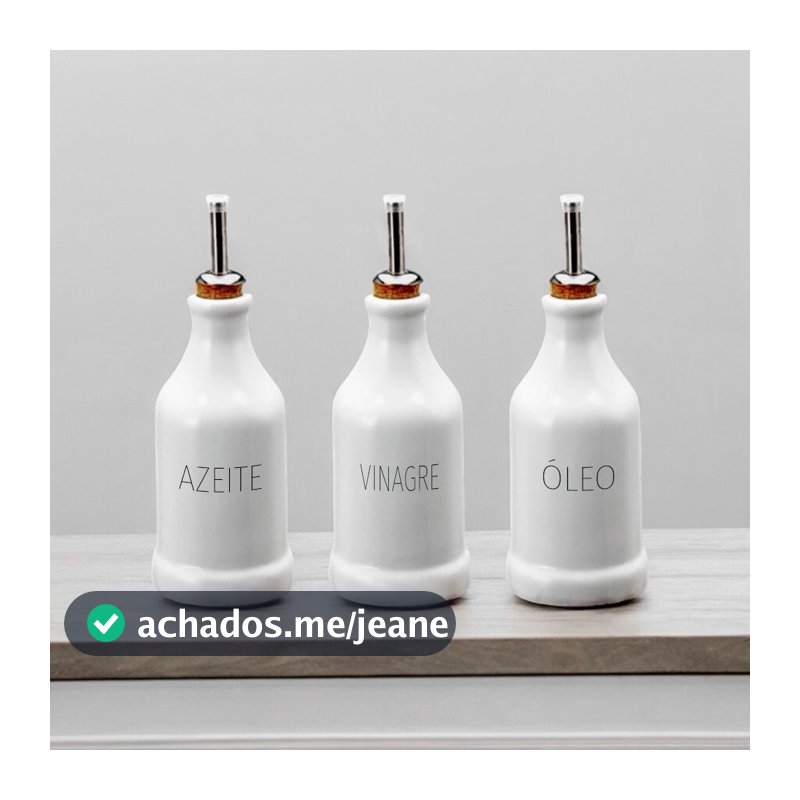 Kit 3 Garrafas Galheteiro 270 ml Azeite Vinagre e óleo Porcelana