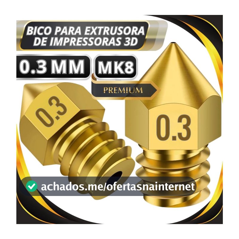 Kit 3 Unidades Bico Nozzle 0.3mm MK8 Premium Para Impressoras 3D Promoção