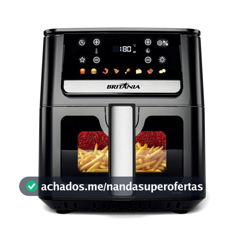 Air Fryer Britânia 6,5L Redstone Visor Glass 1700W BAF65A