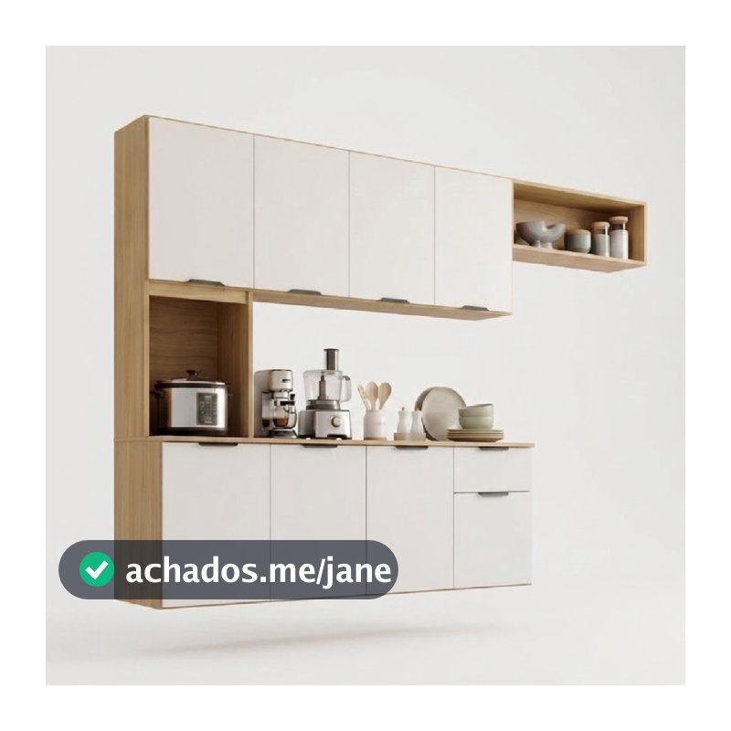 Cozinha Compacta Aura 8 Portas com Nicho Integrado Praticidade Fácil Limpeza