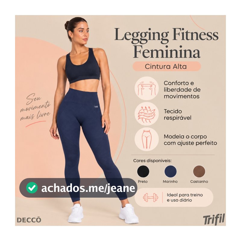 Calça Legging Trifil Feminina Fitness Sem Costura Respirável Para Academia