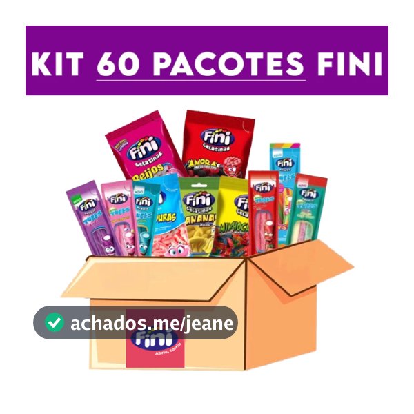 Kit com 60 pacotes Bala FINI ou DOCILE Sabores Variados