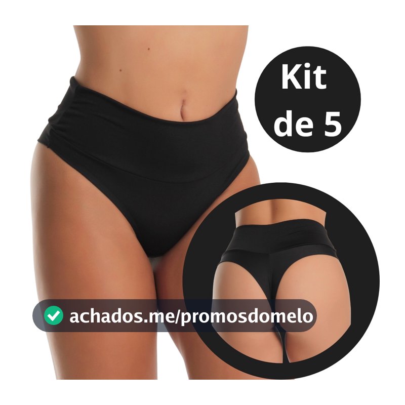 5 Calcinhas Modeladora Cós Alto Fio Duplo Kit Lingerie