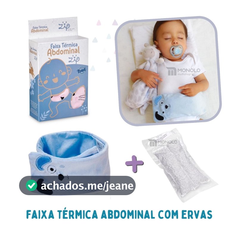 Faixa Térmica Abdominal c/ Ervas Bebês Alivia Cólica Gases Cinta Semente Anti Gases Acalma Baby