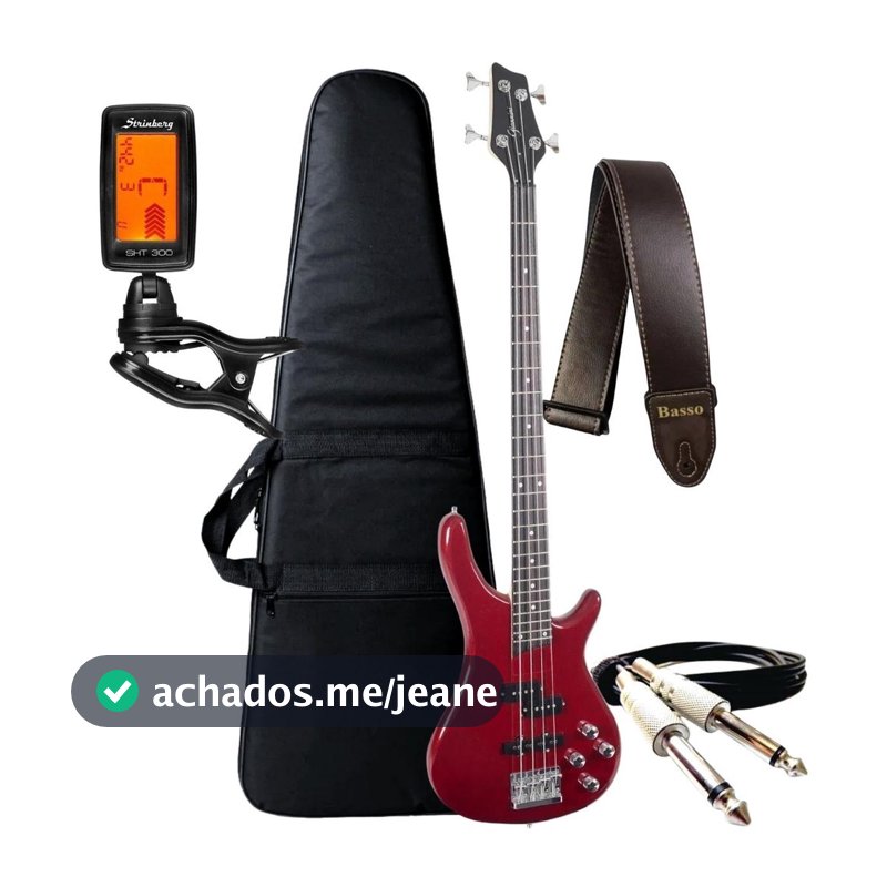 Kit Contra Baixo Giannini Gb200a Ativo 4 Cordas + Acessórios
