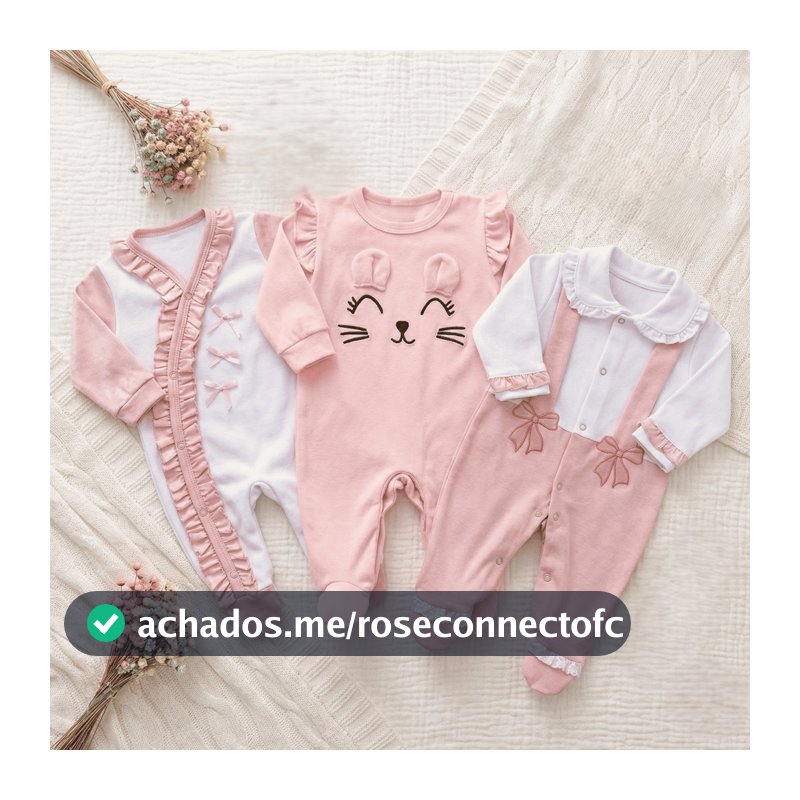 Kit macacões bebê menina 3 peças em algodão Eloá