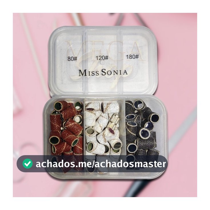 Refil Mandril 75 Lixas para Unhas + 1 Broca para Lixadeiras Elétricas(#80, #120, #180)Nail Manicure