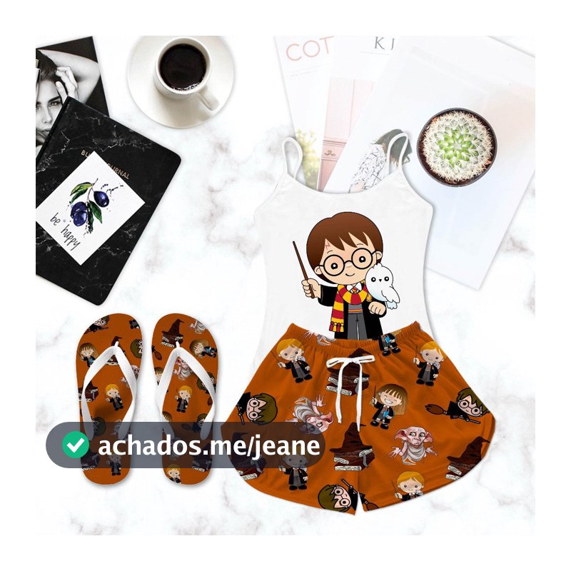 Pijama Feminino Baby Doll Branco Bruxinho H Com Chinelo De Dedo