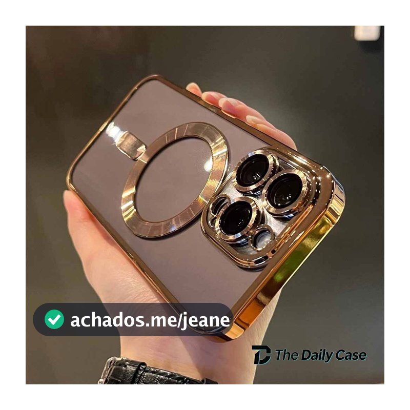 Luxo Magnético Para Carga Sem Fio Chapeamento Caso Claro iPhone 11 12 13 14 15 16 17 18 Pro Max Capa