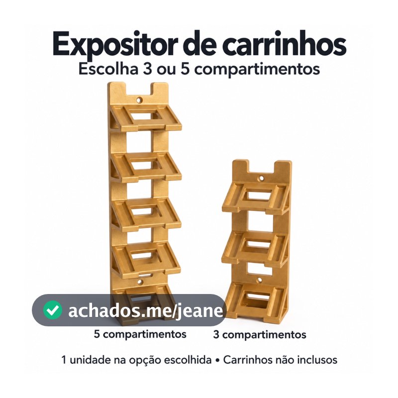 Expositor para Carrinhos Hot Wheels 3 ou 5 Compartimentos Suporte de Parede e Mesa Impressão 3D