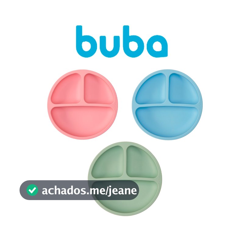 Pratinho Infantil Em Silicone Com Ventosa e Divisória Buba