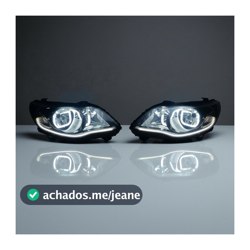 Farol VW Gol G5 2009 a 2012 Personalizado | Máscara Negra | Angel Eyes + Barra de LED