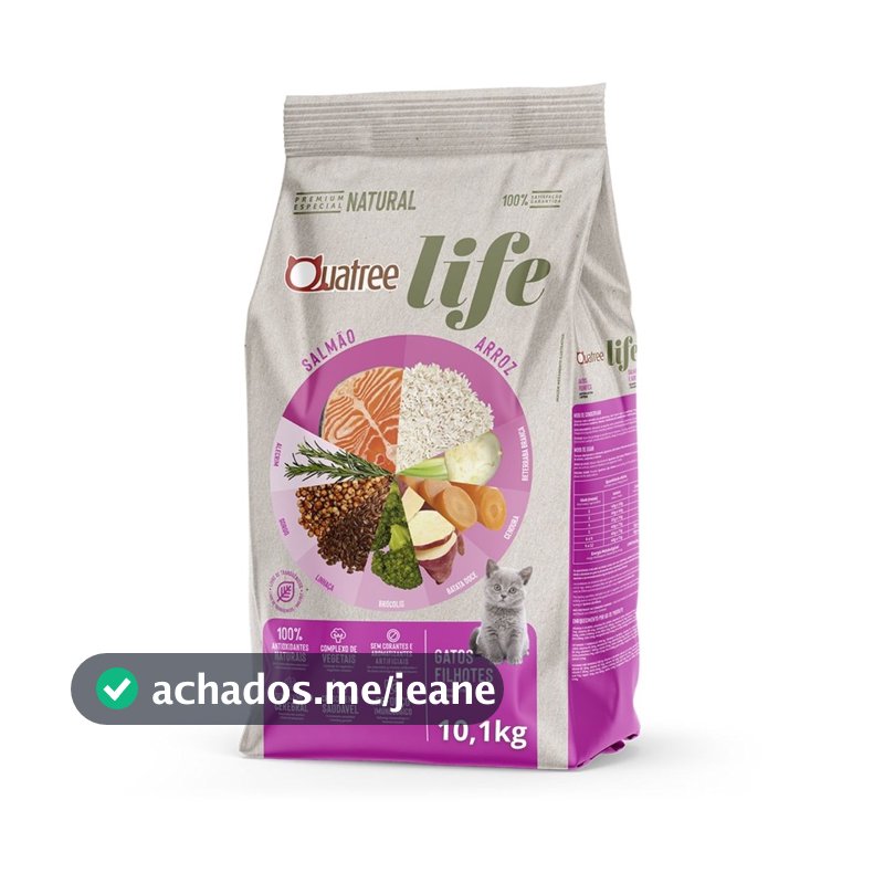 Ração Quatree Life Gatos Filhotes Salmão e Arroz - 10,1Kg