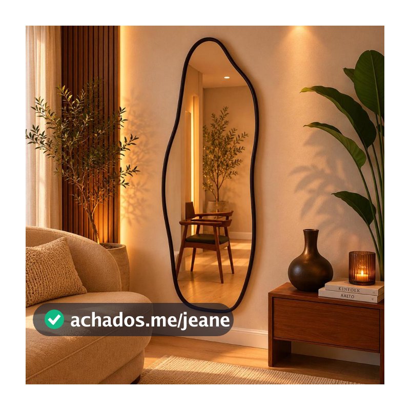 Espelho Flame Com Moldura Em Couro 100x35 90x40 70x30 50x25 Hall Sala Closet