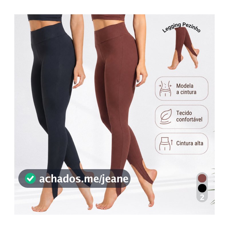 Calça Legging Feminina Leg Skinny de Pezinho Cintura Alta Suplex Zero Transparencia