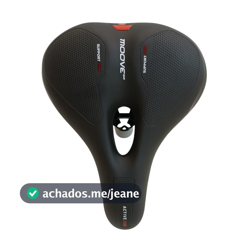 Selim de Bicicleta com 2 Molas Confort Vazado com Elastômero Banco de Bike Confortável Moove Preto/Vermelho