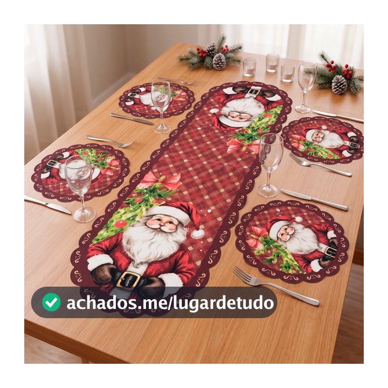 Kit Sousplast Jogo Americano Caminho De Mesa Natalino Natal Mesa Posta Sofisticação Sublimação Digital Tecido Premium